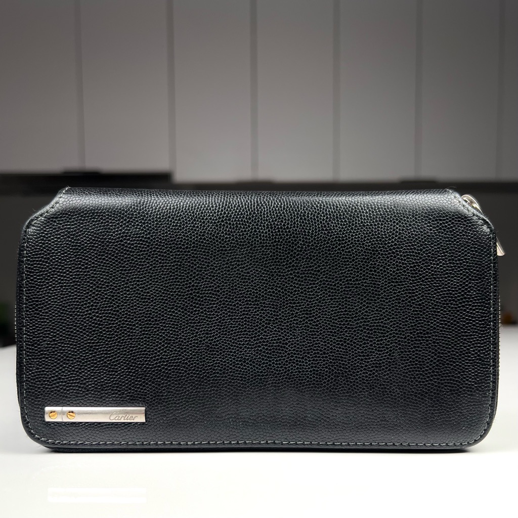 Cartier Santos Caviar Skin Zip Around Wallet